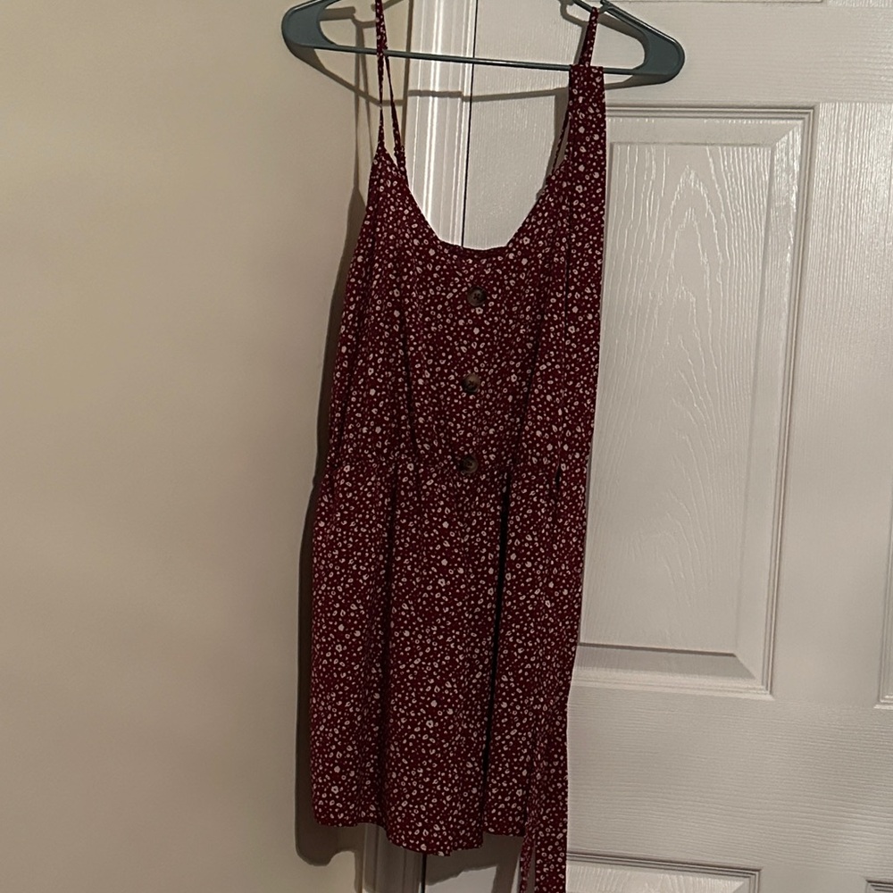 Romper- Floral Burgundy with Buttons